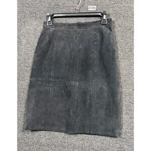 Outer Wear by Phoenix Suede Leather Pencil Skirt Womens Size 8 Black Zipper